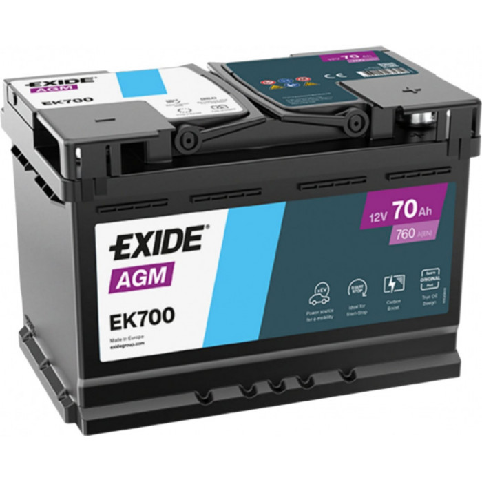 Аккумулятор EXIDE Start-Stop AGM 70R обр. пол. 760А 278x175x190 (EK700) France