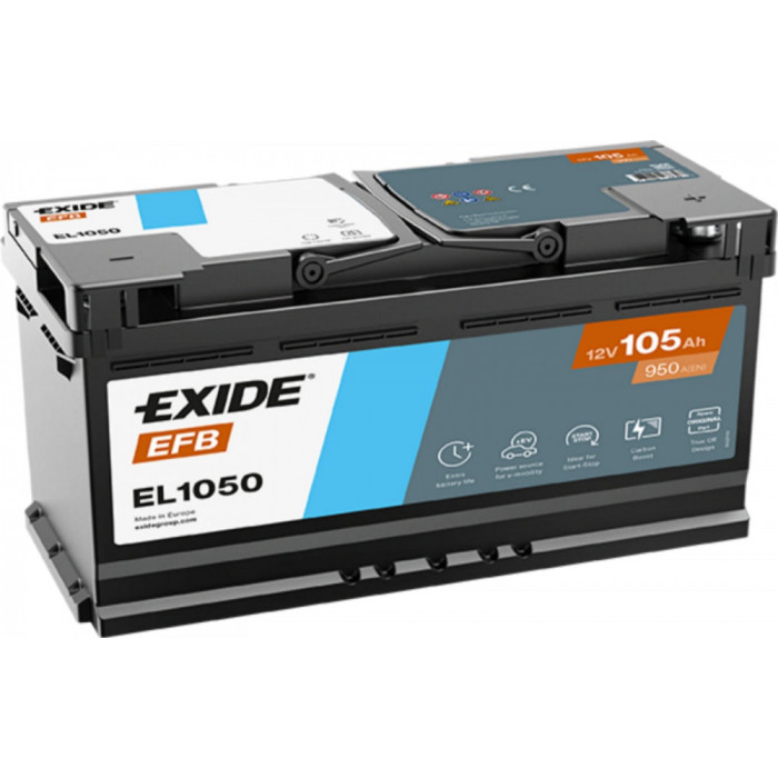 Аккумулятор EXIDE EFB 105R обр. пол. 950А 393x175x190 (EL1050) France