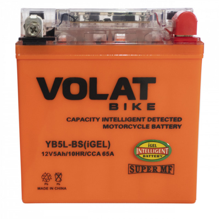 Аккумулятор для мототехники VOLAT iGEL 5Ач 65А обр. пол. 119x60x129 (YB5L-BS, 1205.1)