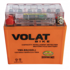 Аккумулятор для мототехники VOLAT iGEL YB9-BS 10Ач 100А прям. пол. 137х77х135 (СТ 1210; 12N9-4B-1, SMT 12-10, 12N9-4B-1-Gel))
