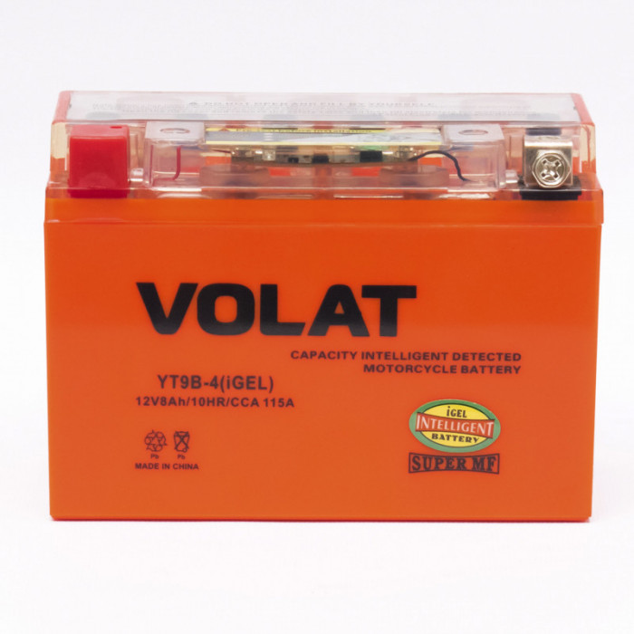 Аккумулятор для мототехники VOLAT iGEL 8Ач 115А прям. пол. 150x70x105 (YT9B-4, YTX9-BS, YTX9, YT9B-4-Gel, CT 1209.1)