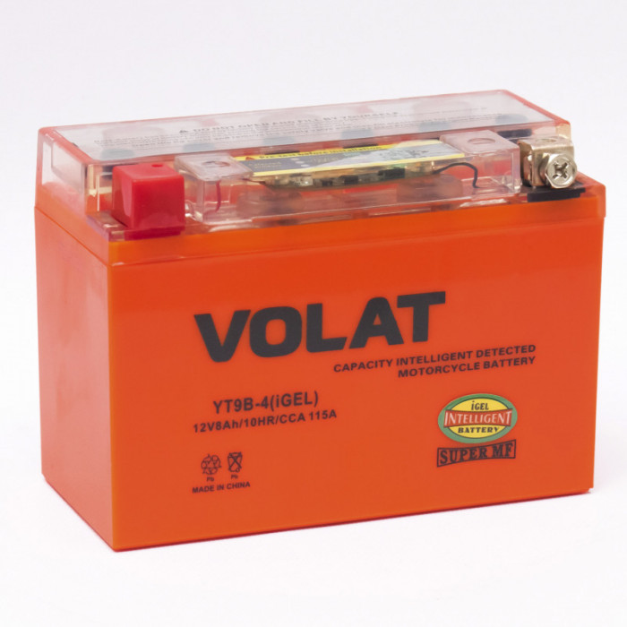 Аккумулятор для мототехники VOLAT iGEL 8Ач 115А прям. пол. 150x70x105 (YT9B-4, YTX9-BS, YTX9, YT9B-4-Gel, CT 1209.1)