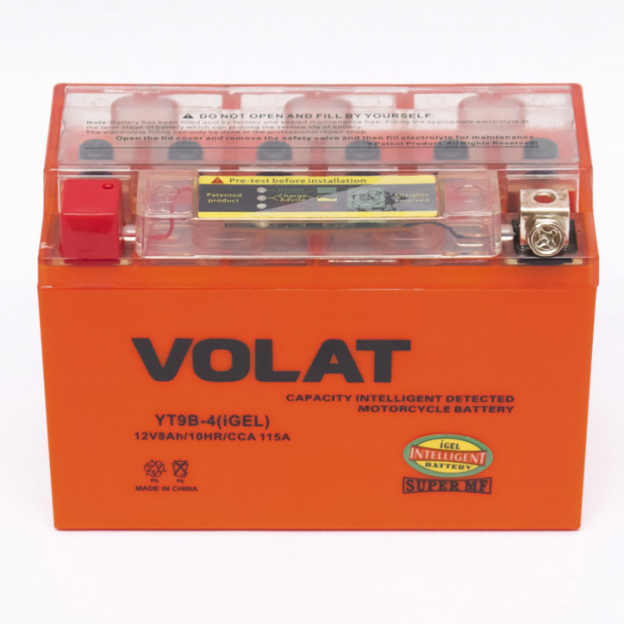 Аккумулятор для мототехники VOLAT iGEL 8Ач 115А прям. пол. 150x70x105 (YT9B-4, YTX9-BS, YTX9, YT9B-4-Gel, CT 1209.1)