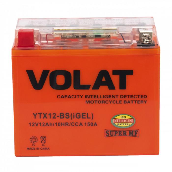 Аккумулятор для мототехники VOLAT iGEL YTX12-BS 12Ач 150А прям. пол. 150x87x130 (YTX12-BS, EB12-4)