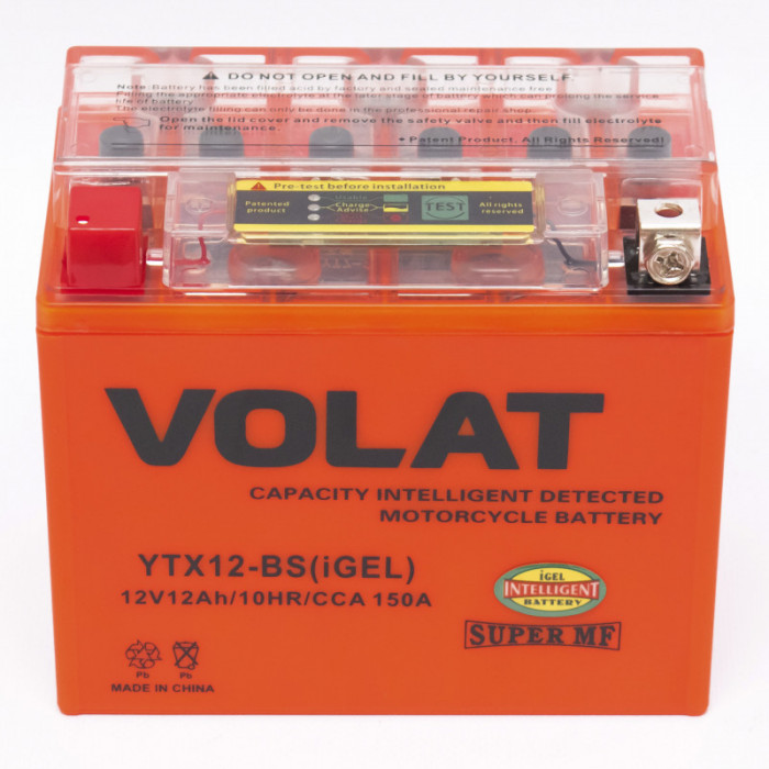 Аккумулятор для мототехники VOLAT iGEL YTX12-BS 12Ач 150А прям. пол. 150x87x130 (YTX12-BS, EB12-4)