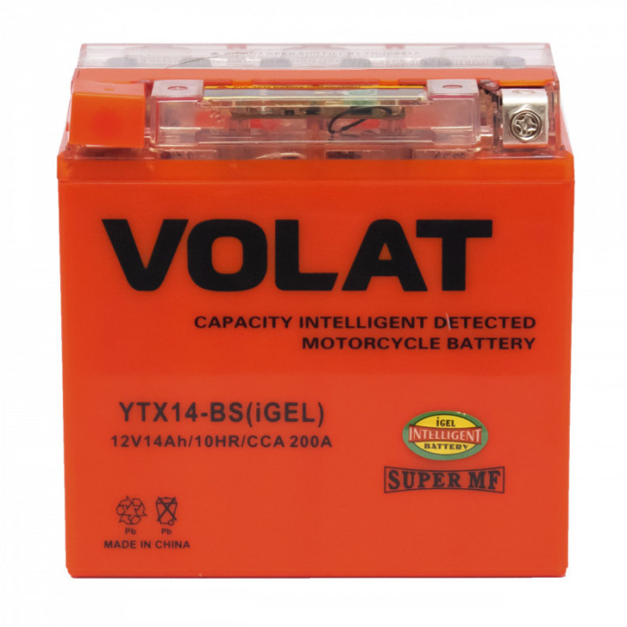 Аккумулятор для мототехники VOLAT iGEL 14Ач 200А прям. пол. 150x87x145 (YTX14-BS, СТ 1214)