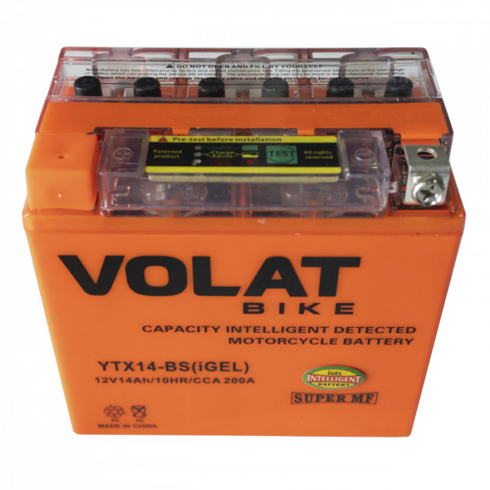 Аккумулятор для мототехники VOLAT iGEL 14Ач 200А прям. пол. 150x87x145 (YTX14-BS, СТ 1214)
