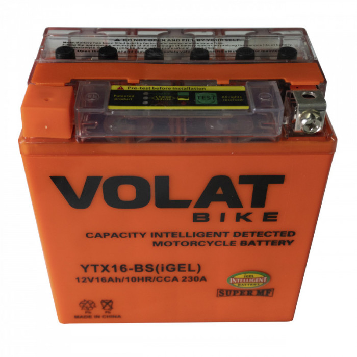 Аккумулятор для мототехники VOLAT iGEL YTX16-BS 16Ач 230А прям. пол. 150x87x161 (YTX16-BS, СТ 1216.1)