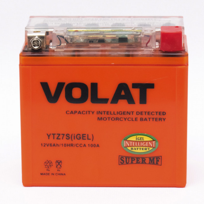Аккумулятор для мототехники VOLAT iGEL 6Ач 100А обрат. пол. 113x70x106 (YTZ7S, YTZ6V, YTZ7S-BS, 1207.2)