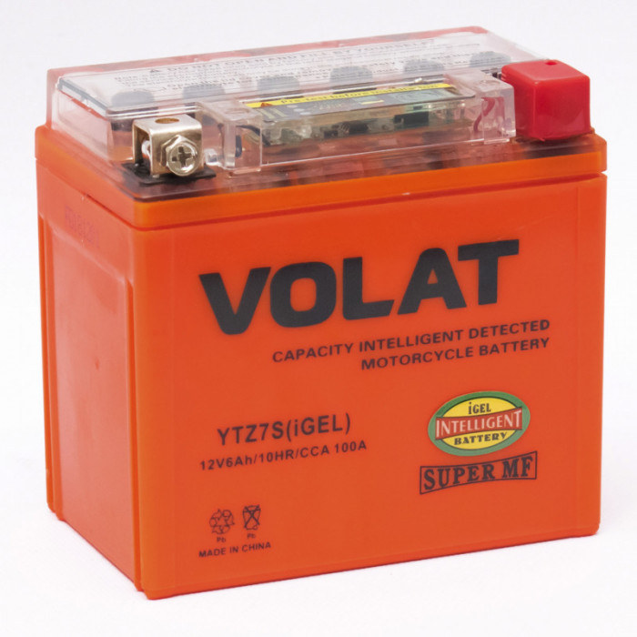Аккумулятор для мототехники VOLAT iGEL 6Ач 100А обрат. пол. 113x70x106 (YTZ7S, YTZ6V, YTZ7S-BS, 1207.2)