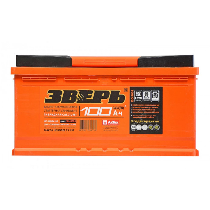 Аккумулятор Зверь 100L прям. пол. 940А 353х175х190