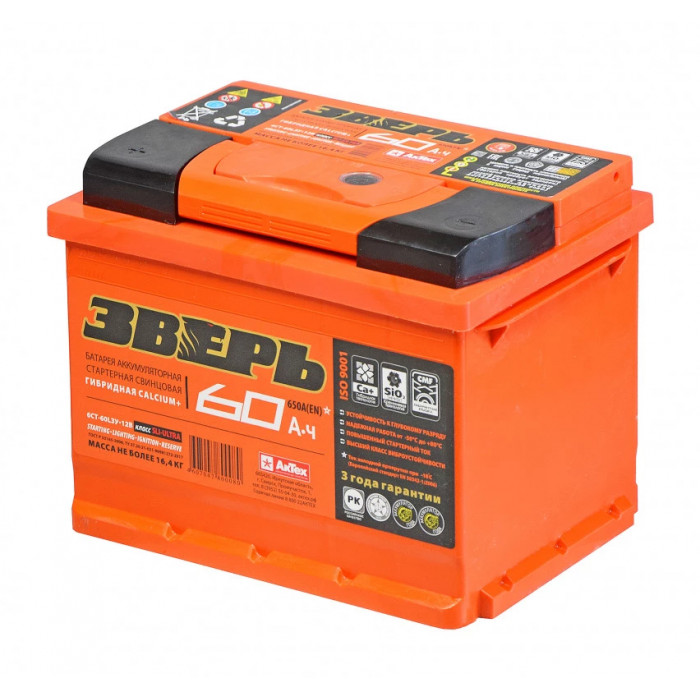 Аккумулятор Зверь 60L прям. пол. 650А 242х175х190