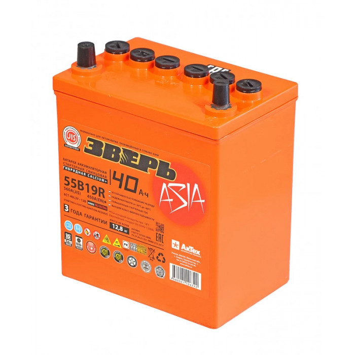 Аккумулятор Зверь Asia 40L прям. пол. 450А 187х128х225