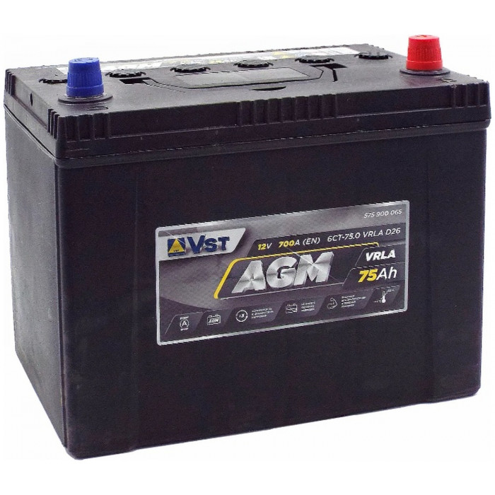Автомобильный аккумулятор Vst AGM 90D26L 75R+ 700А обр. пол. 260x173x220