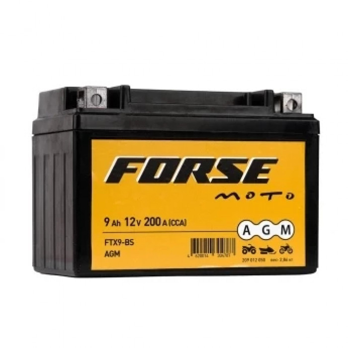 Аккумулятор FORSE MOTO AGM 9Ач 200A 151x71x107 (YTX9-BS, FTX9-BS)