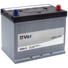 Автомобильный аккумулятор Vst Standart Asia D26L 75R+ 680А обр. пол. 260x173x220