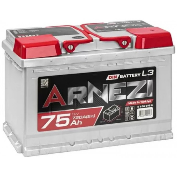 Автомобильный аккумулятор Arnezi DIN SMF 75R+ L3 EN 720А  обр. пол. 278x175x190