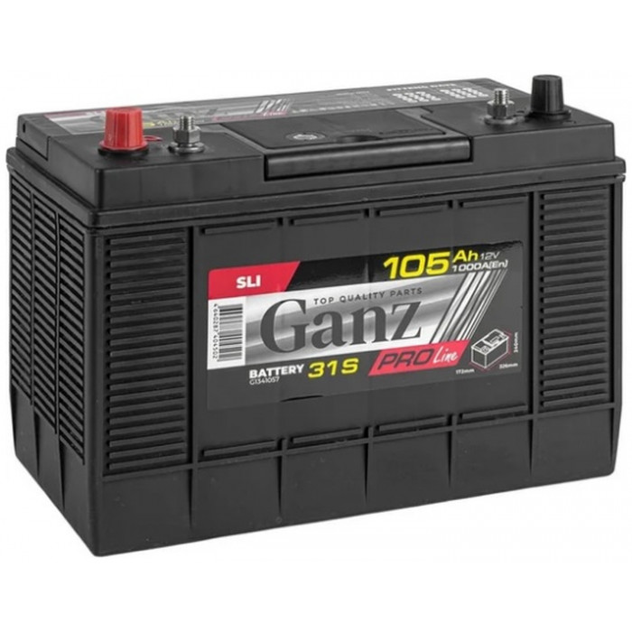 Автомобильный аккумулятор GANZ PRO-Line DIN 105L+ 31S EN 1000А Уни. пол. 330x173x240