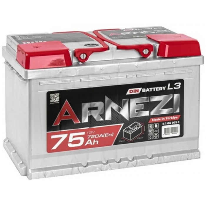 Автомобильный аккумулятор Arnezi DIN SMF 75L+ L3 EN 720А  пр. пол. 278x175x190