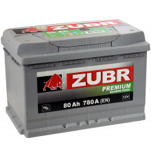 Автомобильный аккумулятор Zubr Premium L3 80R+ 820А обр. пол. 278x175x190