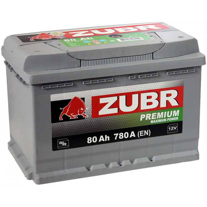 Автомобильный аккумулятор Zubr Premium L3 80R+ 820А обр. пол. 278x175x190