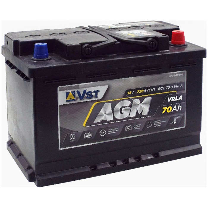 Автомобильный аккумулятор Vst AGM L3 70R+ 720А обр. пол. 278x175x190