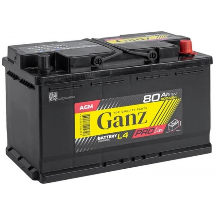Автомобильный аккумулятор GANZ PRO-Line AGM 80R+ L4 EN 800А обр. пол. 315x175x190