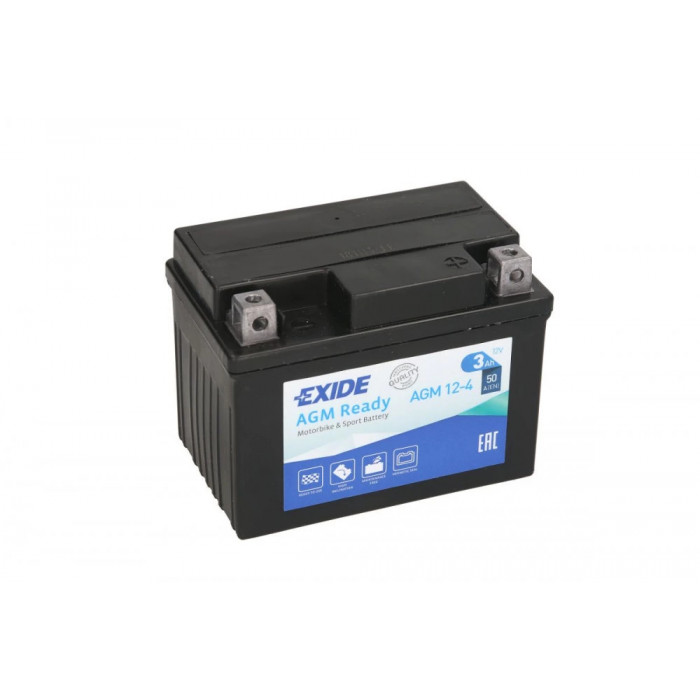 Аккумулятор Мото EXIDE AGM 12-4 3Ач 50A обр. пол. 113x70x85 (YTZ5S, YB4L-B, YB4L-A, YTX4L-BS)