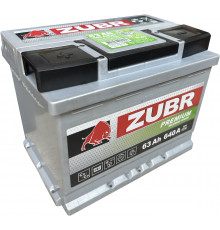 Автомобильный аккумулятор Zubr Premium L2 63L  640А пр. пол. 242x175x190