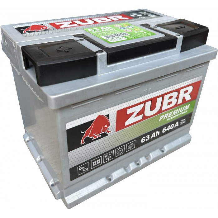 Автомобильный аккумулятор Zubr Premium L2 63L  640А пр. пол. 242x175x190