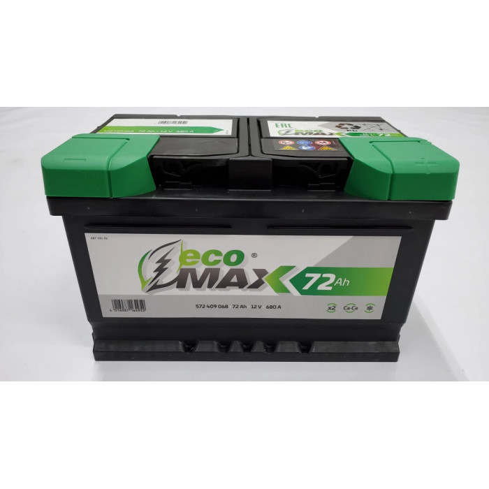 Аккумулятор ECOMAX 72R обр. пол. 680A 278x175x175