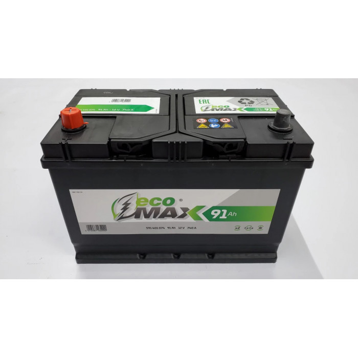 Аккумулятор ECOMAX Asia 91L прям. пол. 740A 306x173x220
