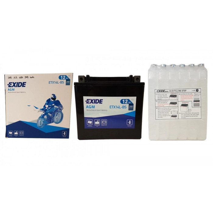 Аккумулятор Мото EXIDE AGM ETX14AH-BS 12Ач 210A прям. пол. 134x89x164 (YB14-BS, YTX14AH, YTX14AH-BS)