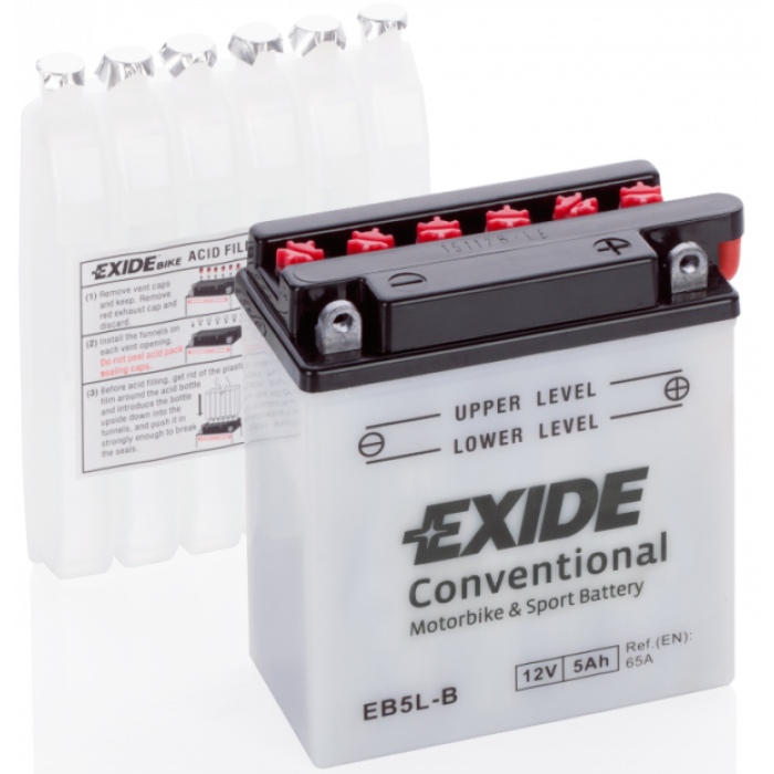 Аккумулятор EXIDE CONVENTIONAL EB5L-B 5Ач 65A обр. пол. 120x60x130