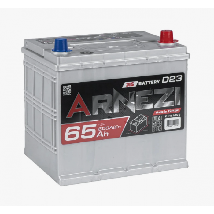 Автомобильный аккумулятор Arnezi JIS SMF 65R+ D23L EN 600А  обр. пол. 232x173x220