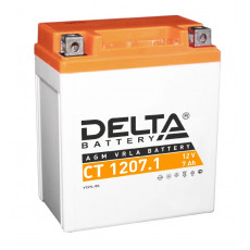 Аккумулятор Мото DELTA CT 1207.1 7Ач 100A обр. пол. 114x70x132 (YTX7L-BS)