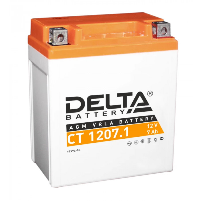 Аккумулятор Мото DELTA CT 1207.1 7Ач 100A обр. пол. 114x70x132 (YTX7L-BS)