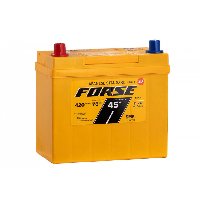 Аккумулятор FORSE 60В24R 45L прям. пол. тонкие клеммы 420A 240x125x220