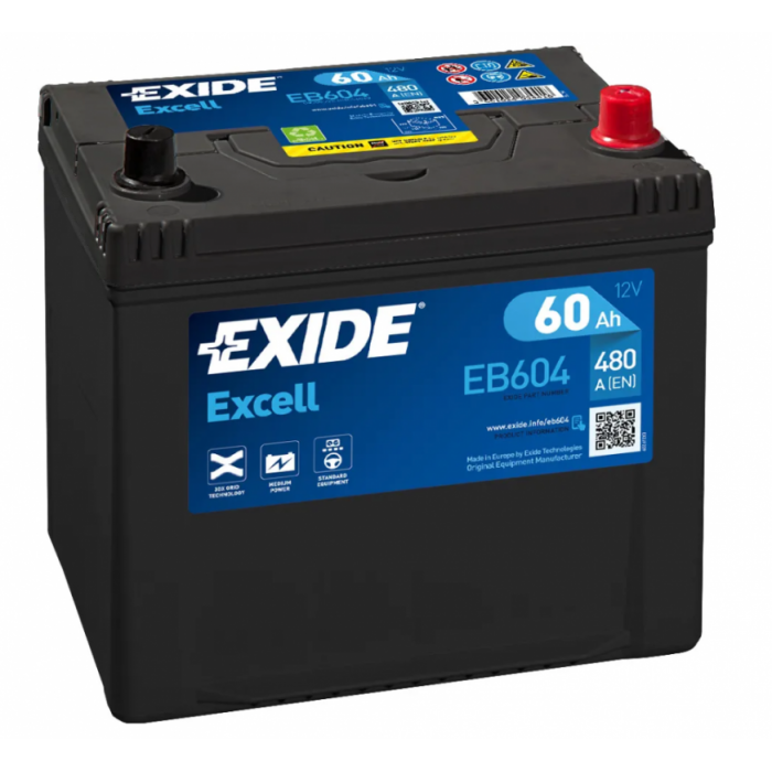 Аккумулятор EXIDE Excell EB604 60R обр. пол. 480А 323x174x220