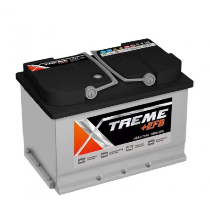 Аккумулятор XTREME +EFB LB3 74R обр. пол. низкий 780A 278x175x175