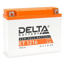 Аккумулятор Мото DELTA CT 1216 16Ач 200A обрат. пол. 205x70x162 (YB16AL-A2)