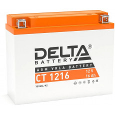 Аккумулятор Мото DELTA CT 1216 16Ач 200A обрат. пол. 205x70x162 (YB16AL-A2)