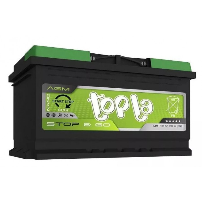 Аккумулятор Topla AGM STOP-N-GO 105R обр. пол. 950А 393x175x190
