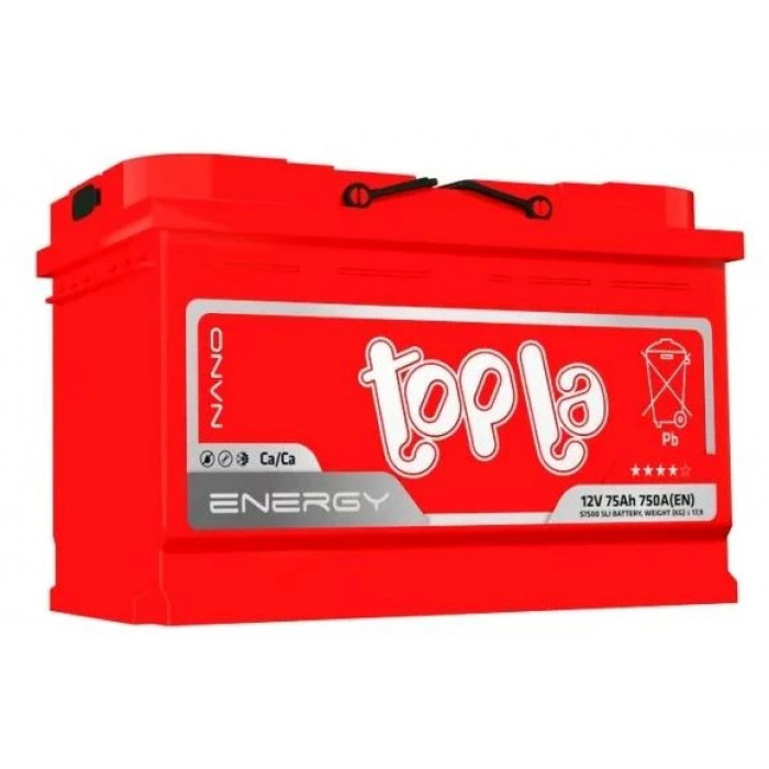 Аккумулятор Topla Energy 75L прям. пол. 750A 278x175x190