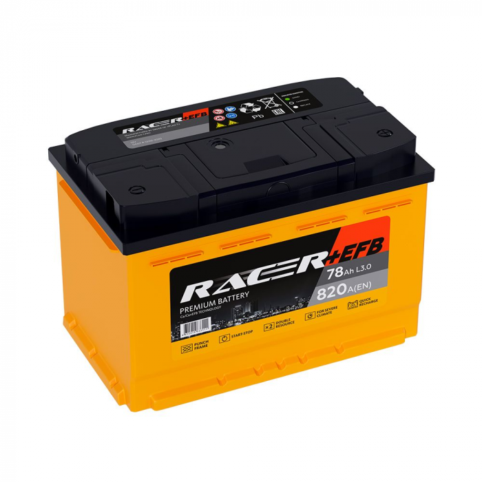 Аккумулятор RACER EFB (Kainar) 78R обр. пол. 820A 278x175x190