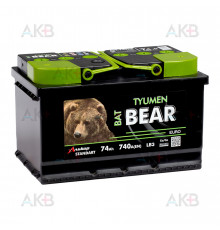 Аккумулятор Tyumen BatBear 6СТ-74 VLA 12V 74 Ач 740А обр. пол. (276x175x175) ca/ca
