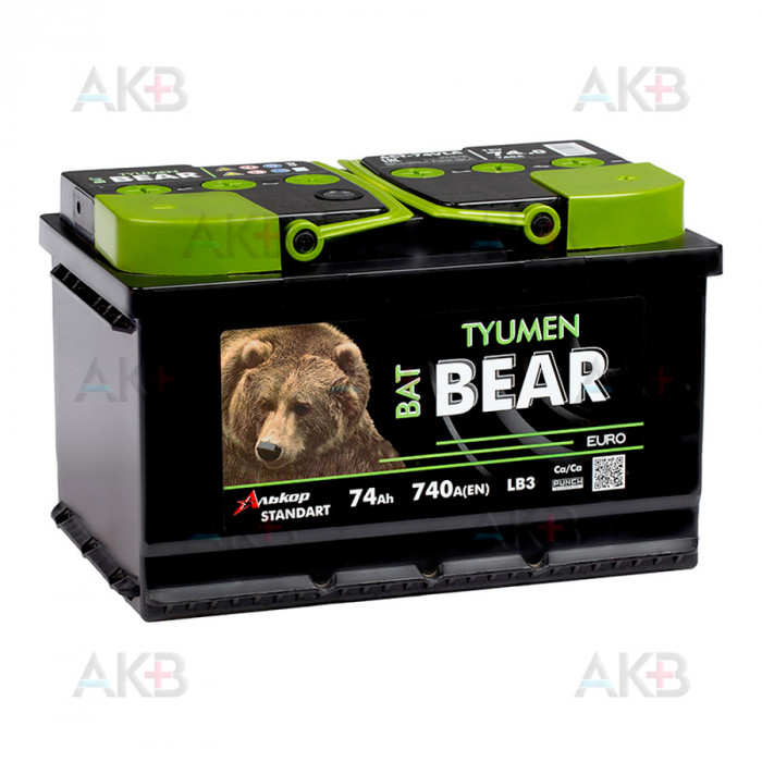 Аккумулятор Tyumen BatBear 6СТ-74 VLA 12V 74 Ач 740А обр. пол. (276x175x175) ca/ca