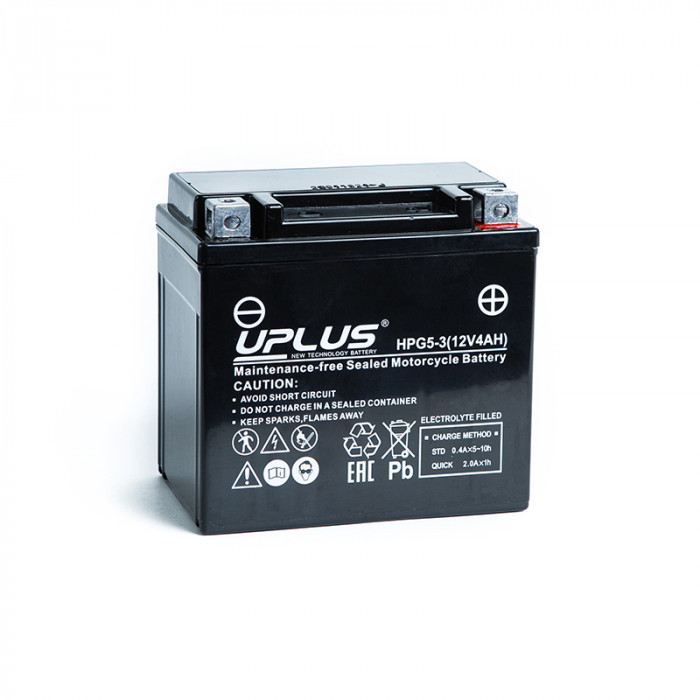 Аккумулятор Uplus HPG5-3 12V 4Ah 70А обр. пол. (113x70x105) Nano GEL