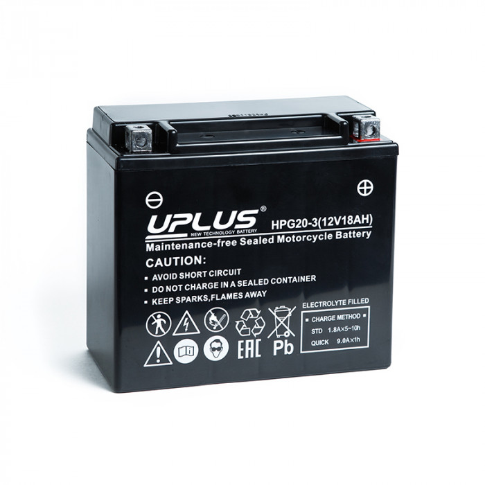 Аккумулятор Uplus HPG20-3 12V 18Ah 270А обр. пол. (175x87x155) Nano GEL