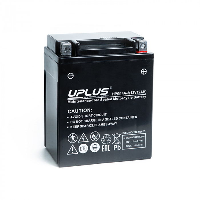 Аккумулятор Uplus HPG14A-3 12V 12Ah 180А обр. пол. (135x90x167) Nano GEL